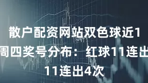 散户配资网站双色球近10期周四奖号分布：红球11连出4次